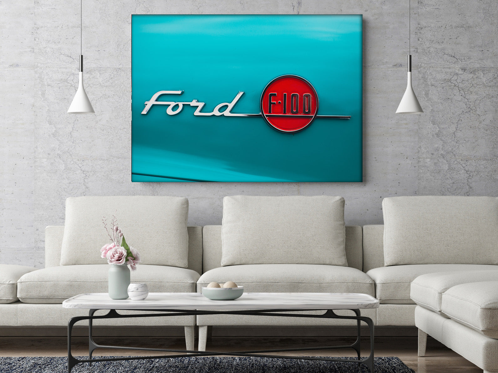 Turquoise Ford F-100 Car Print Photography