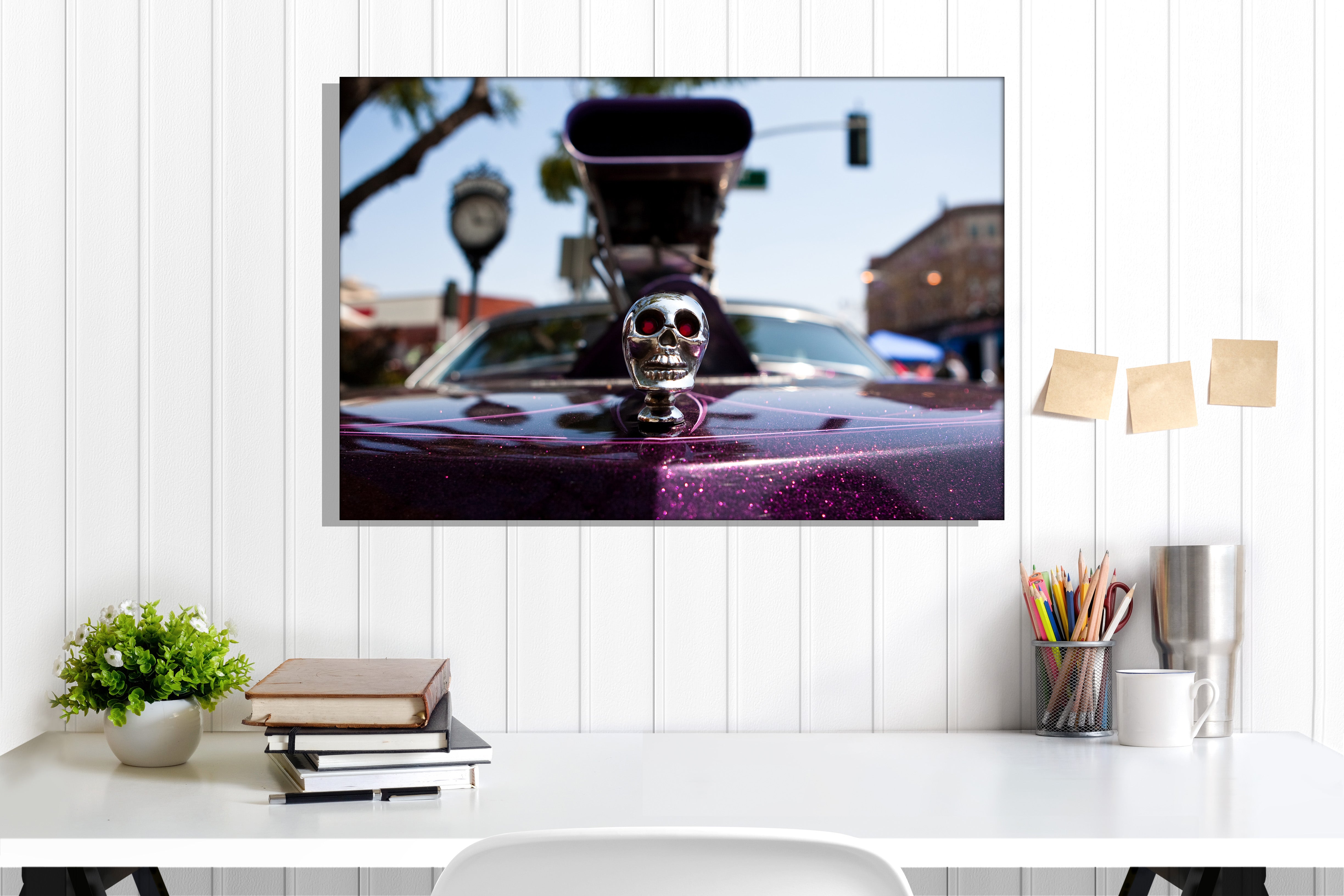 Hand-crafted Skull Hood Ornament Car Photography Print