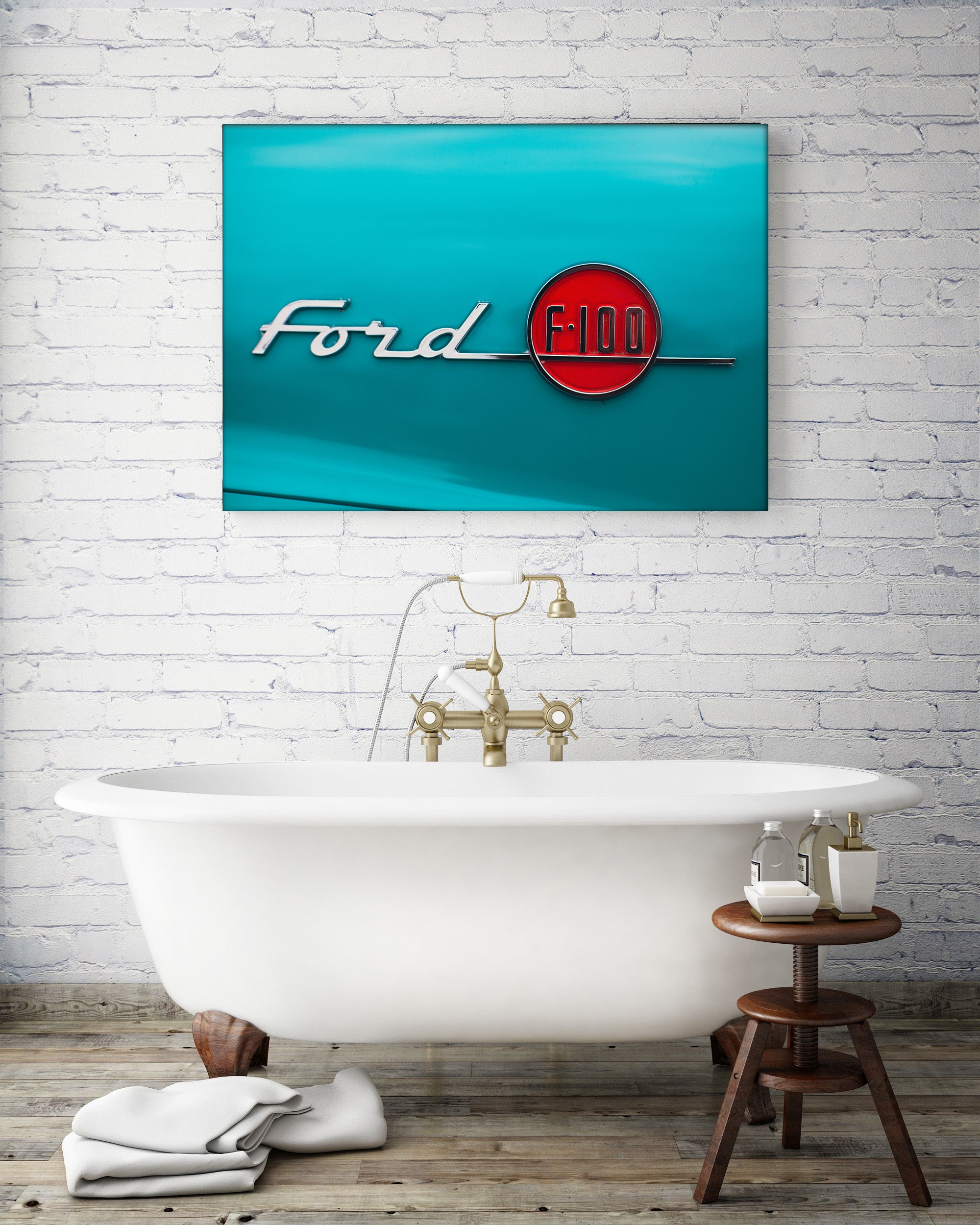 Turquoise Ford F-100 Car Print Photography